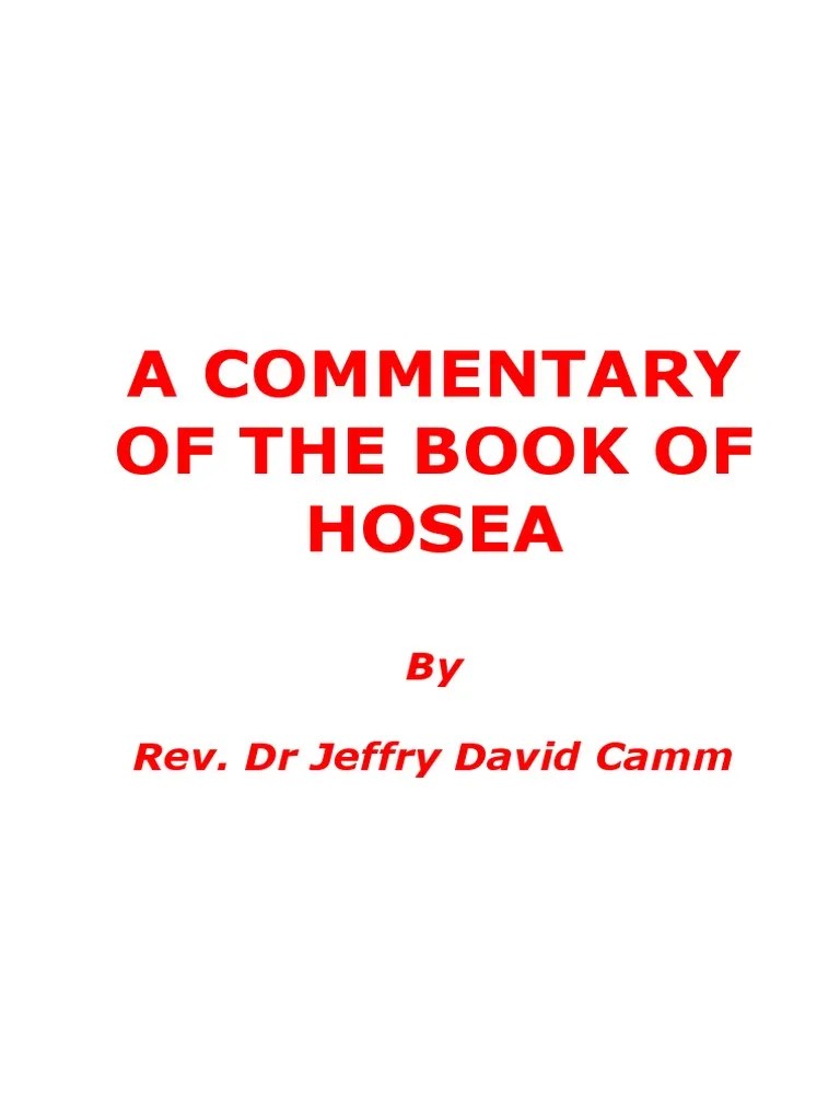 Commentary On The Book of Hosea PDF Hosea Great Tribulation