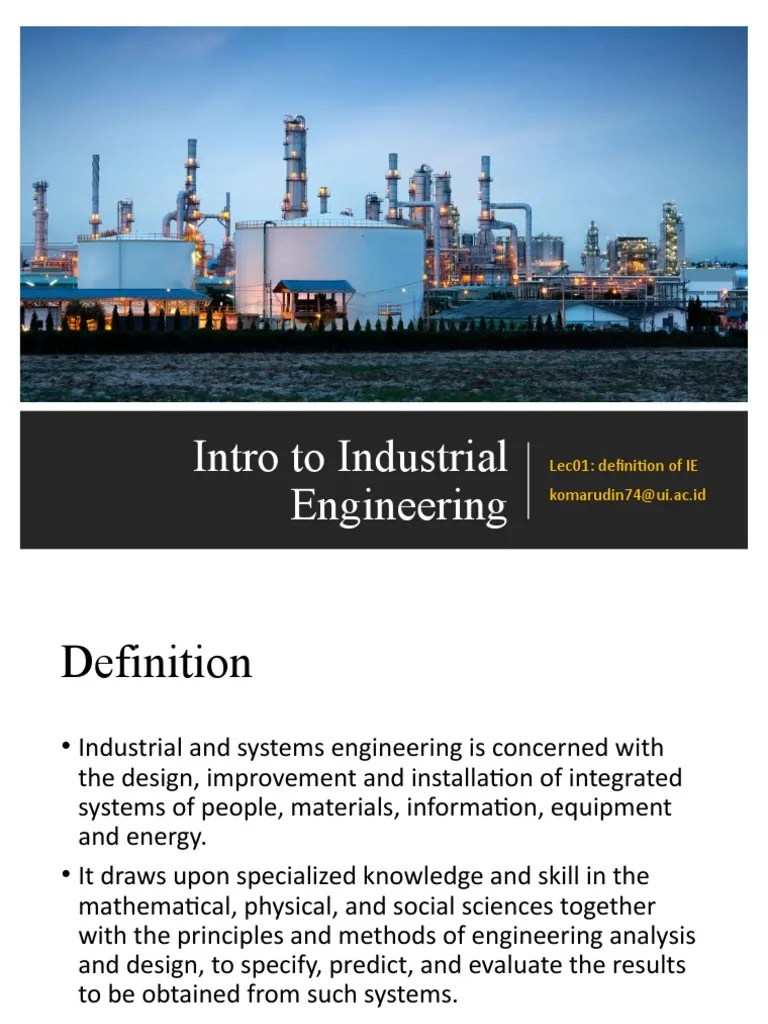 Lec01 Definition of Industrial Engineering PDF Engineering System