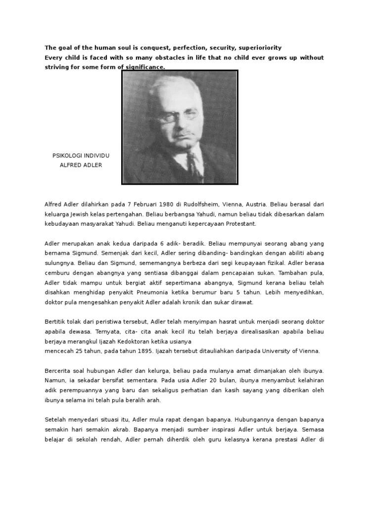 Teori Psikologi Individu Alfred Adler