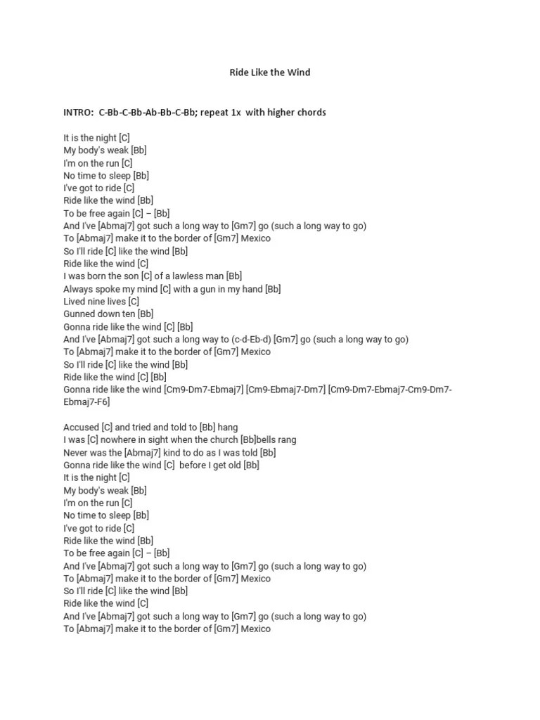 Ride Like The Wind PDF