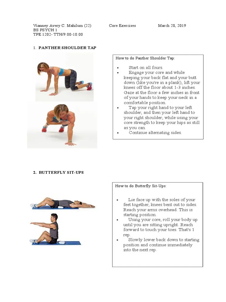 Core Exercises PDF Human Anatomy Musculoskeletal System