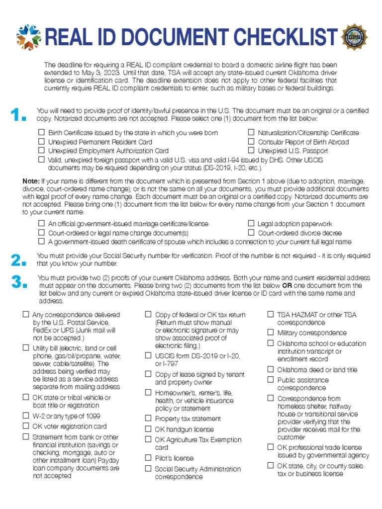 Final REAL ID Checklist 5521 PDF Identity Document Document