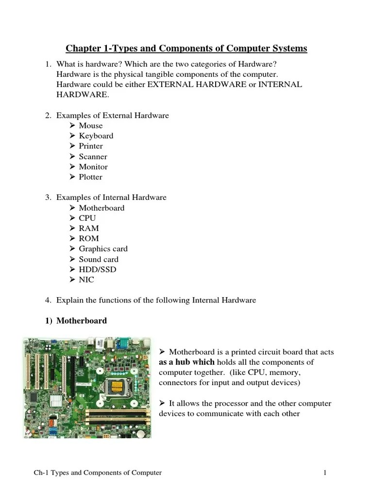 Chapter 1Types and Components of Computer Systems PDF Computer
