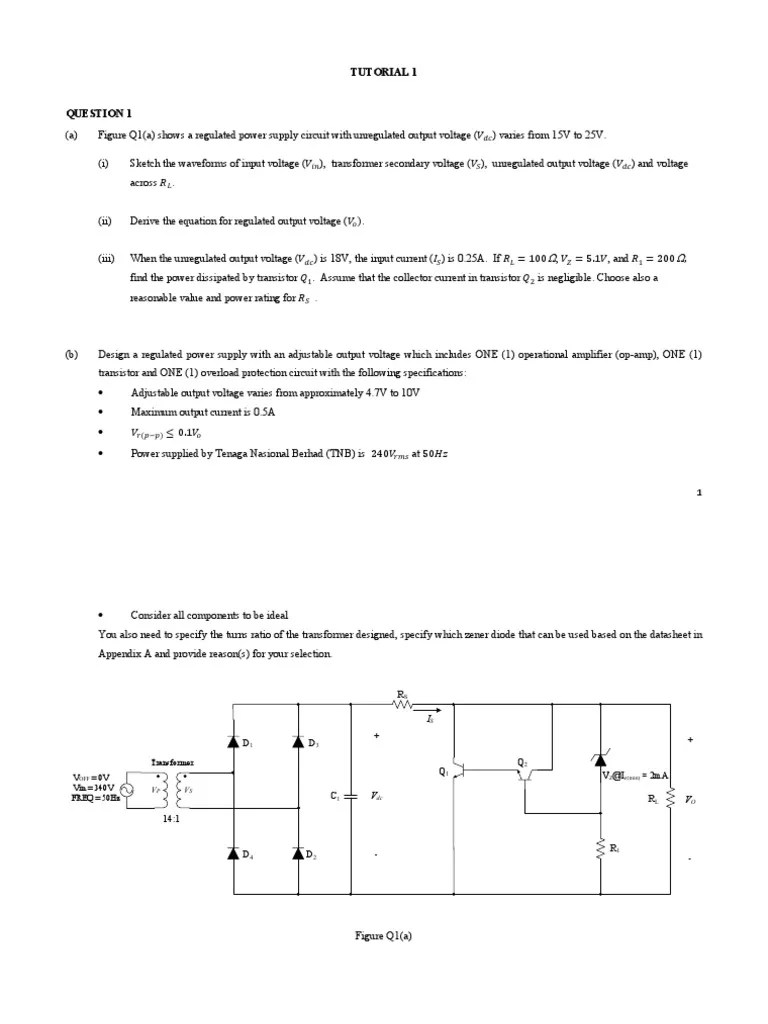 Chapter 1 Tutorial Regulated Power Supplies PDF Rectifier Power