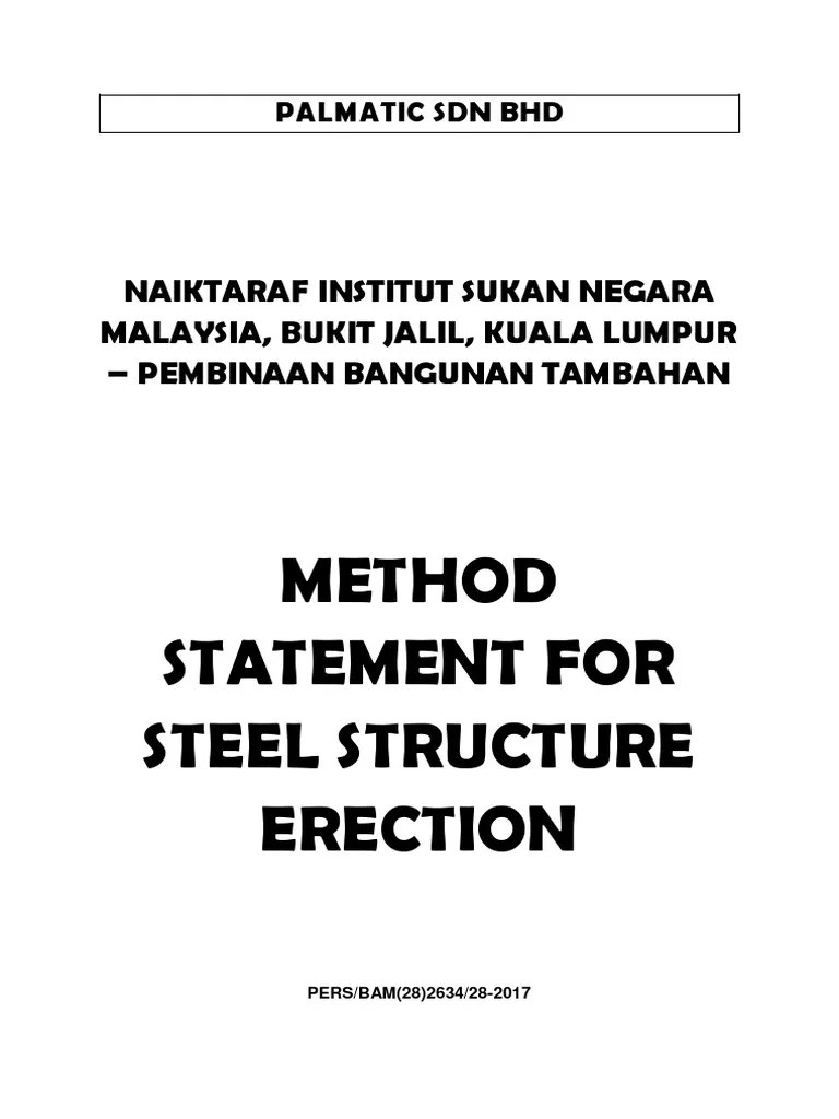 12 Method Statement For Steel Structure Erection PDF Crane (Machine) Occupational Safety