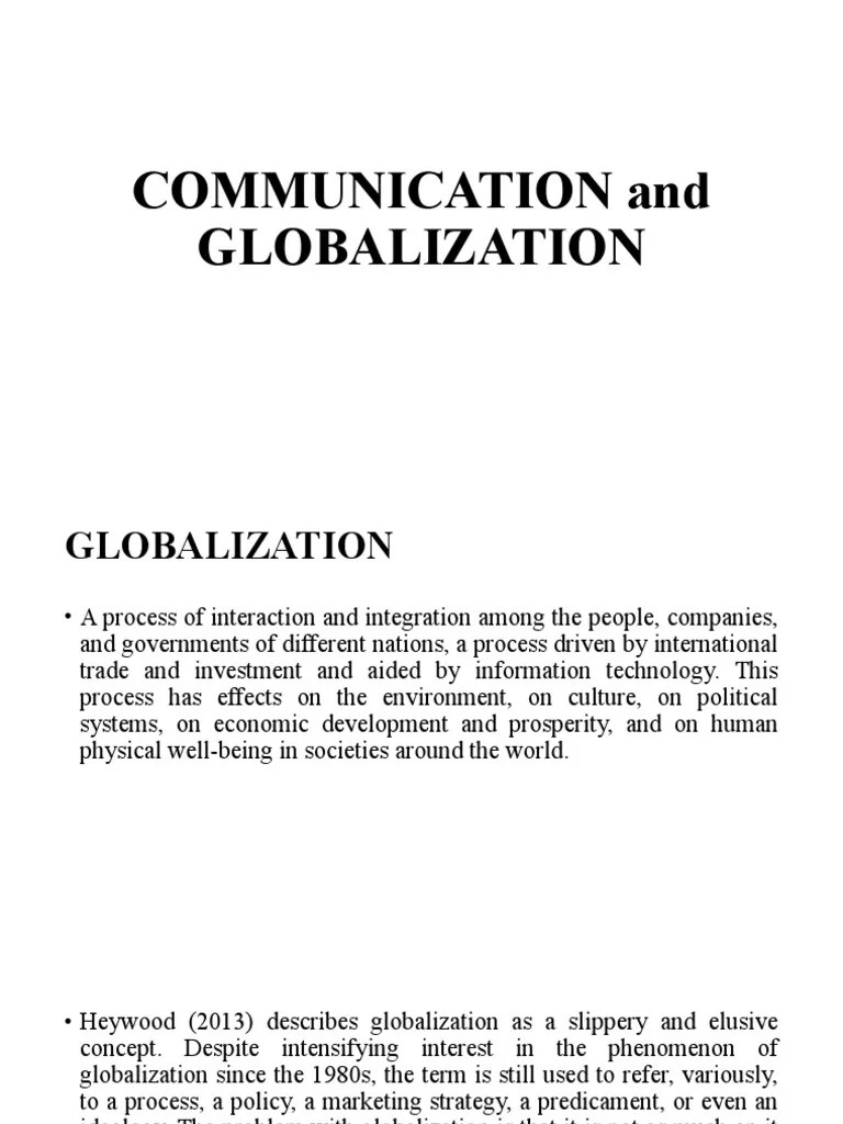 COMMUNICATION and GLOBALIZATION PDF Globalization Communication