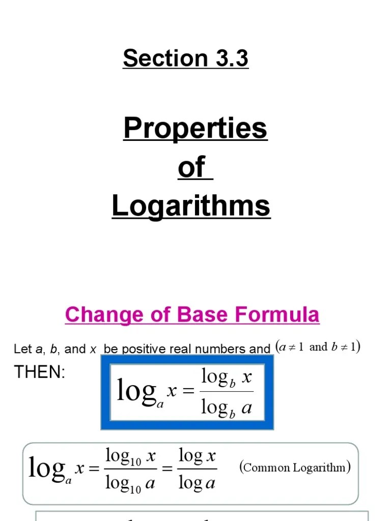 2011 PreCalc Slides Section 3.3 PDF Logarithm Discrete Mathematics