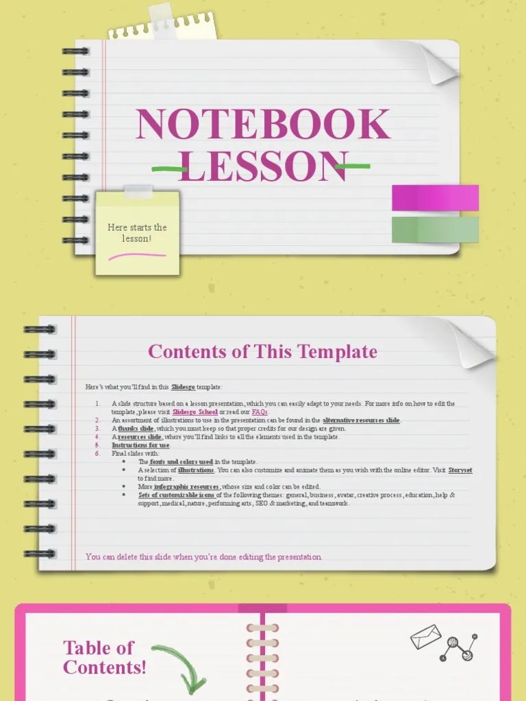 Notebook Lesson Yellow Variant by Slidesgo PDF Saturn