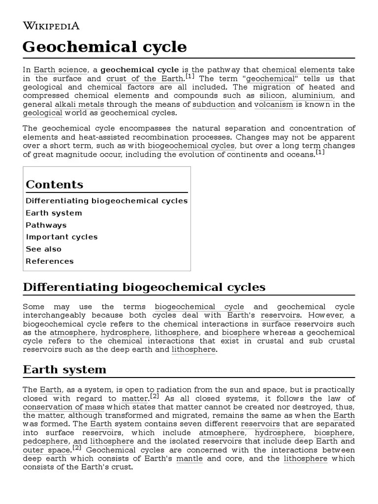 Geochemical Cycle Wiki PDF Physical Sciences Structure Of The