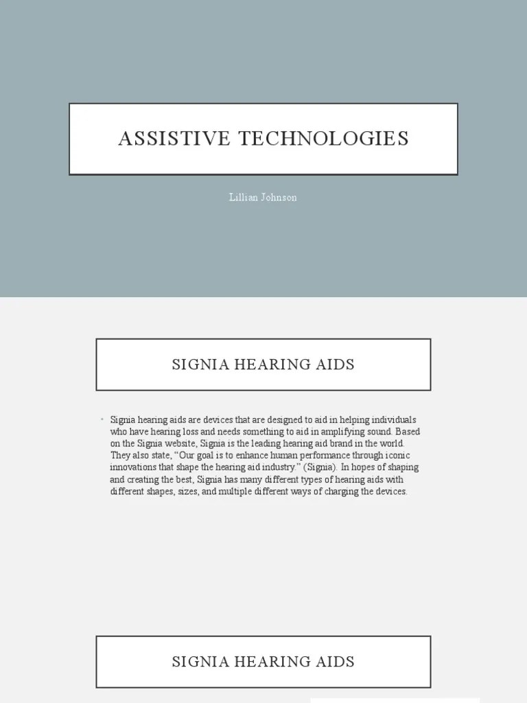 Assistive Technologies PDF Hearing Aid Visual Impairment