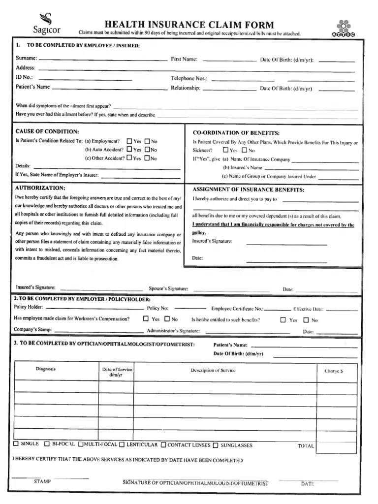 Sagicor Health Claim Form TT PDF