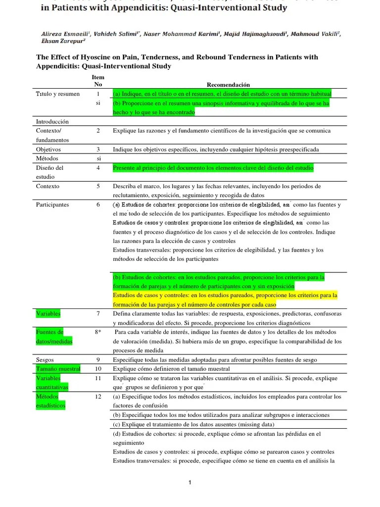 STROBE Checklist Victor Sanchez PDF Muestreo (Estadísticas) Estadísticas