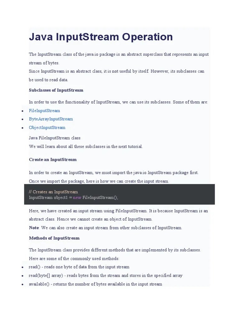 Java InputStream Operation PDF Method Programming
