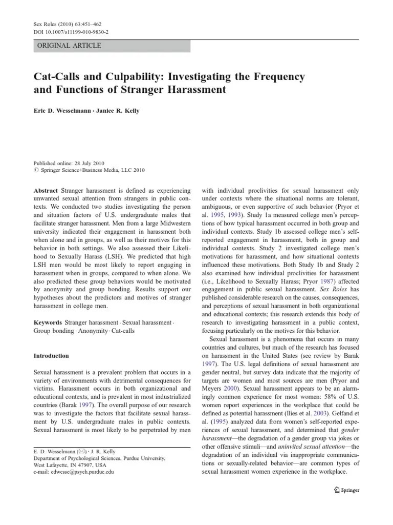 CatCalls and Culpability Investigating The Frequency PDF Sexual