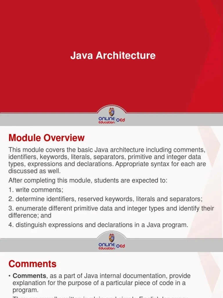 Week 011 012Presentation Java Architecture PDF Data Type Java (Programming Language)