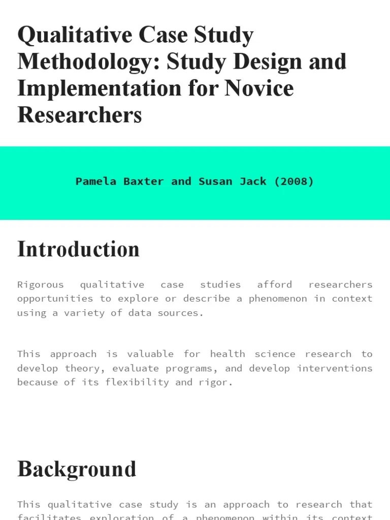 Qualitative Case Study Methodology PDF Qualitative Research