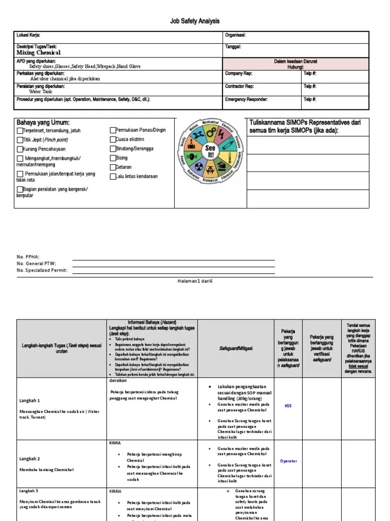 Job Safety Analysis for Mixing and Applying Chemicals PDF
