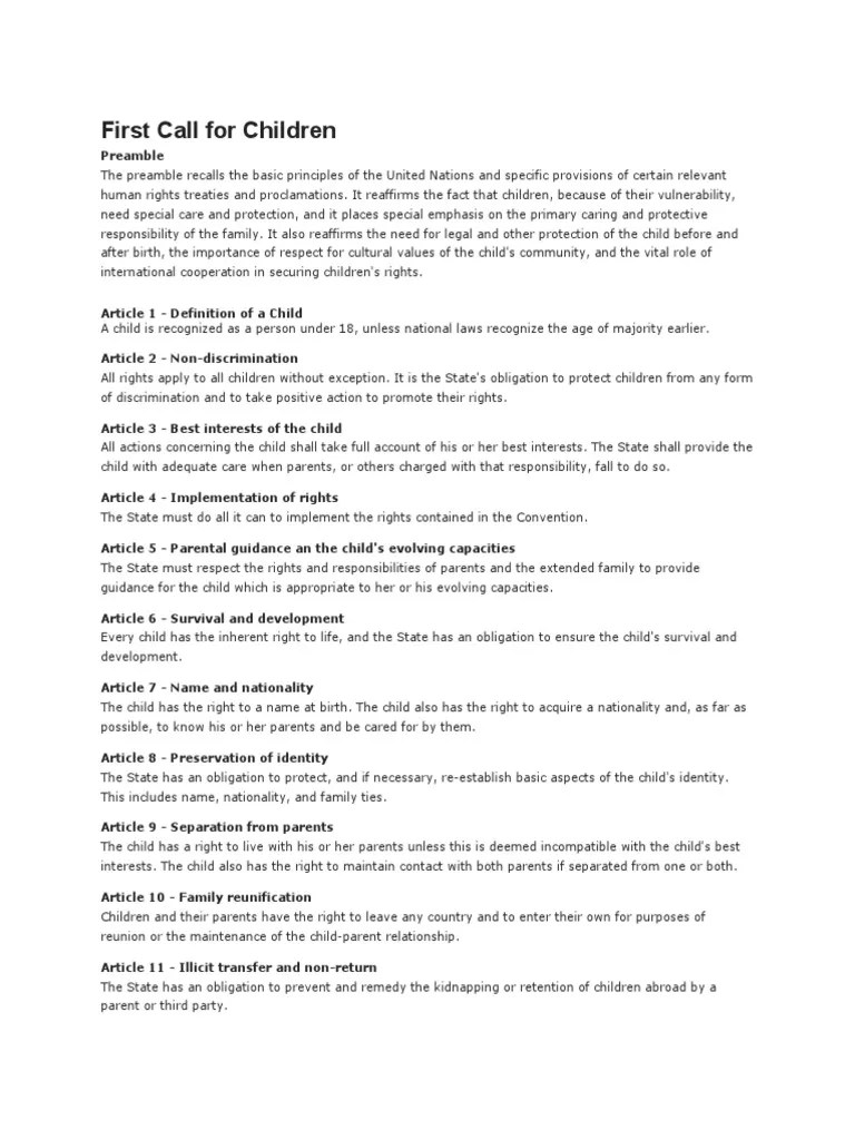 First Call For Children PDF