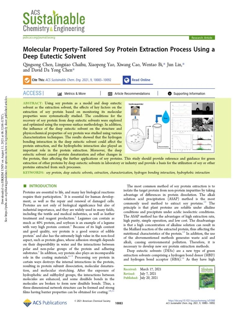 Molecular PropertyTailored Soy Protein Extraction Process PDF