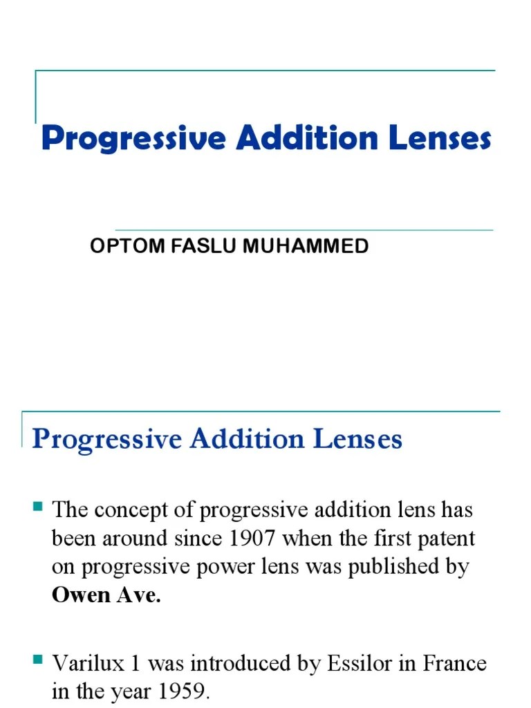 Progressive Addition Lenses A Guide to Design, Markings, Dispensing, and Fitting PDF Light