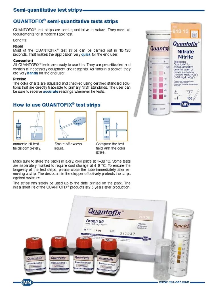 Quantofix Test Strips Overview PDF Chlorine Magnesium