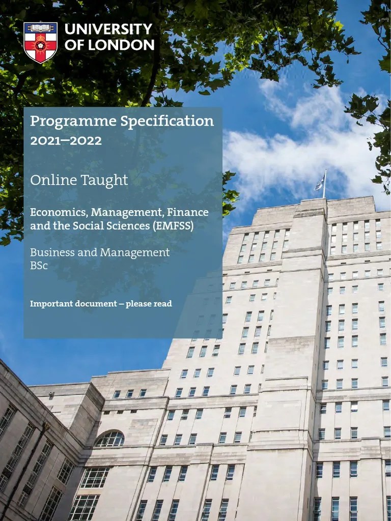Programme Specification Emfss Online Taught BSC Business and Management