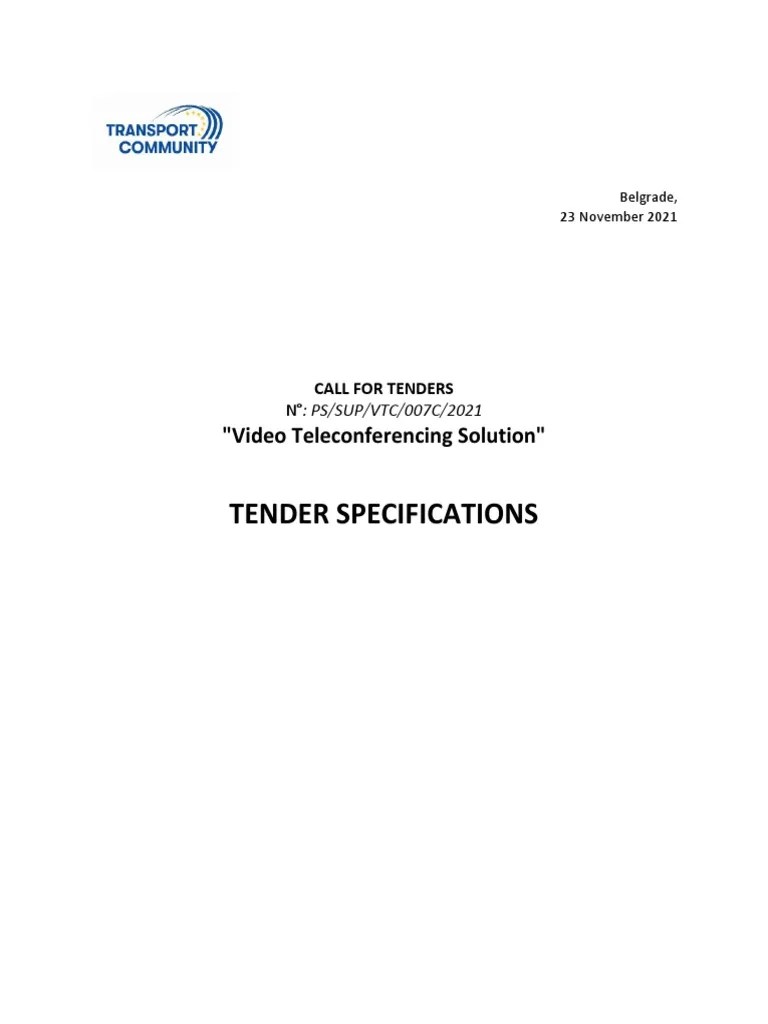1 Video Teleconferencing Tender Specifications PDF