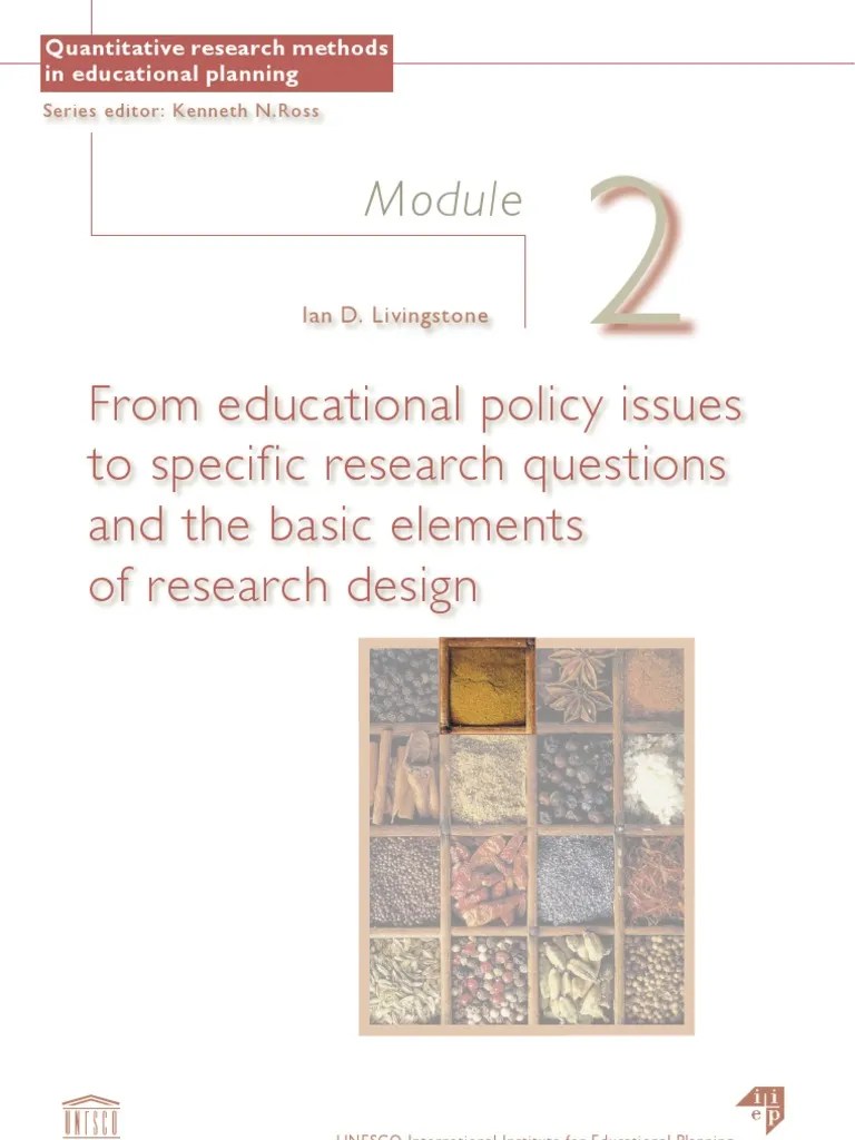From educational policy issues to specific research questions and the
