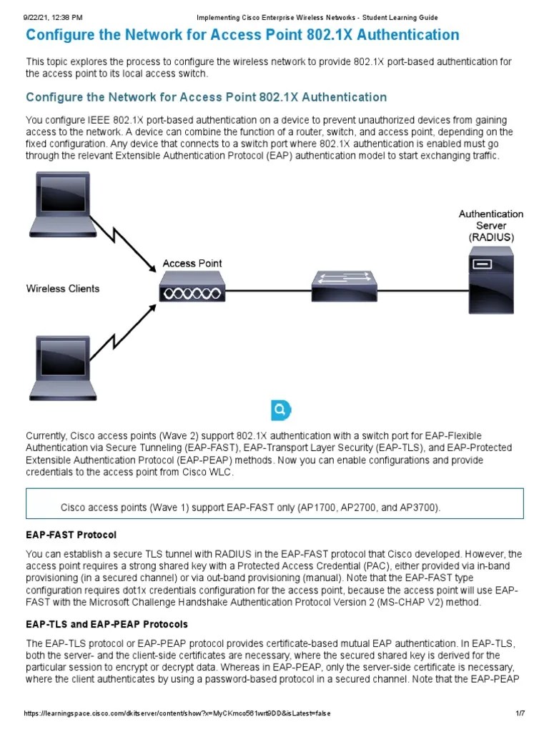 3 Configure The Network For Access Point 802.1X Authentication PDF