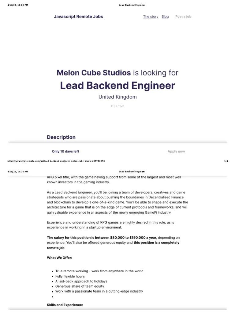 Lead Backend Engineer PDF