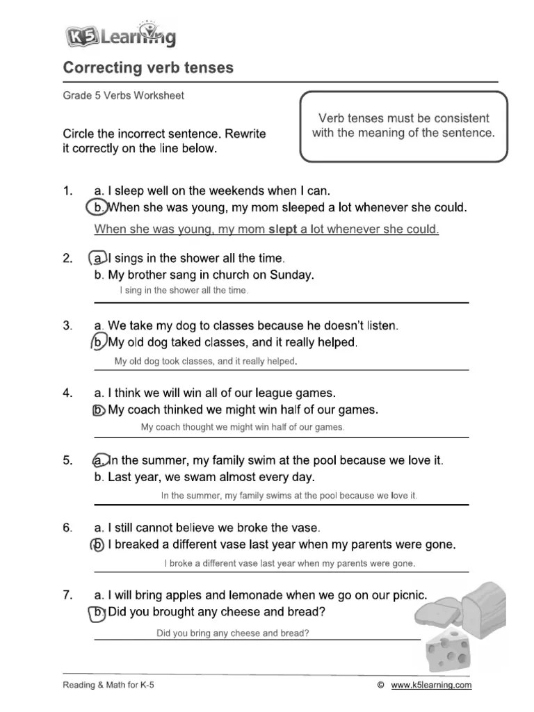 Correcting Verb Tenses PDF
