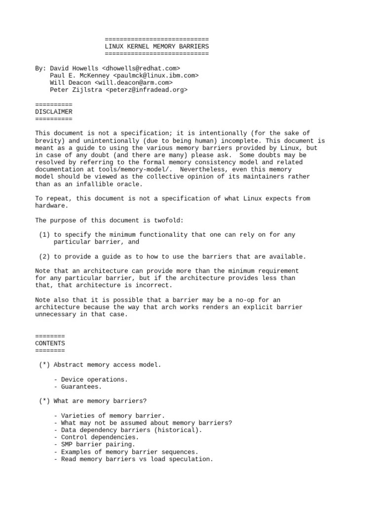 Memory Barriers PDF Central Processing Unit Cpu Cache