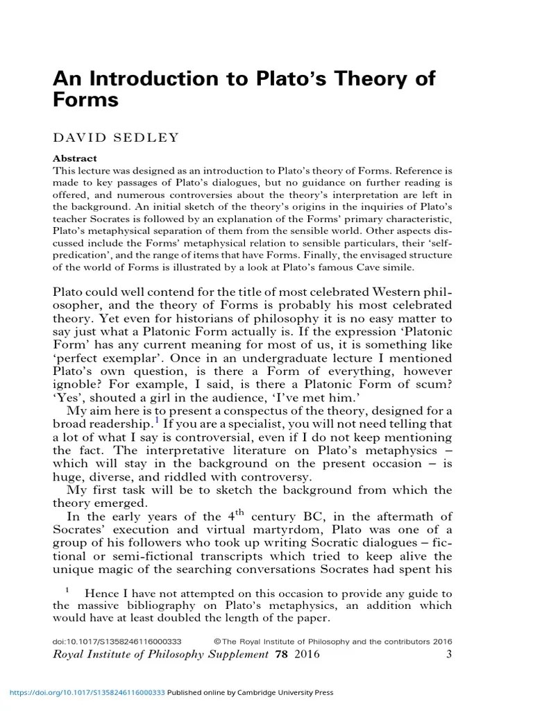 An Introduction To Plato's Theory of Forms PDF