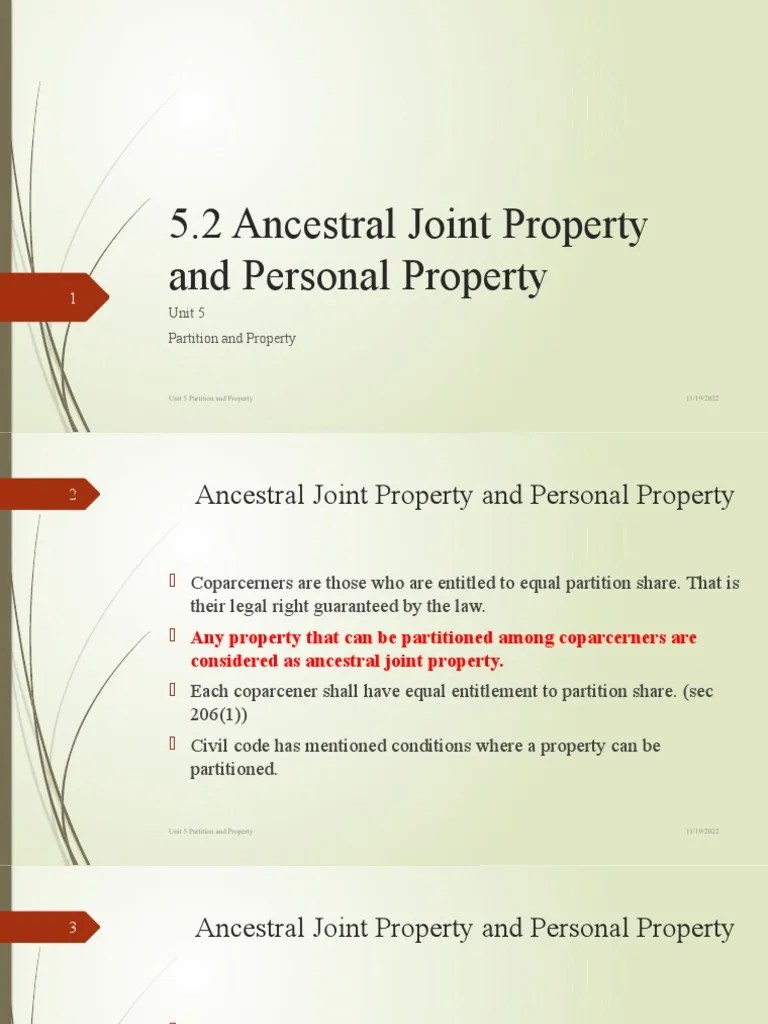 5.2 Ancestral Joint Property and Personal Property Download Free PDF
