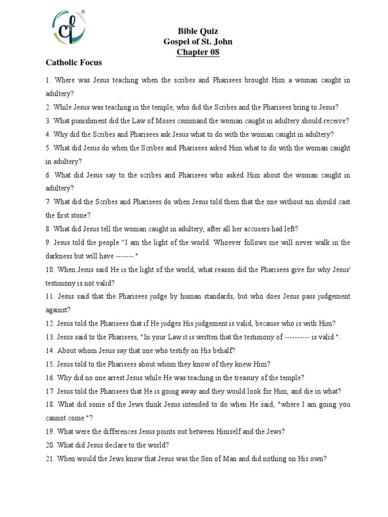 Gospel of John Chapter 8 NEW | PDF | Jesus | Pharisees