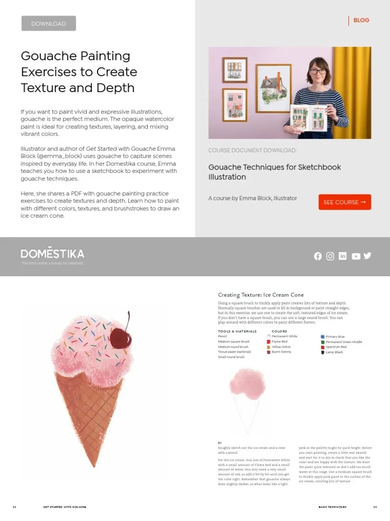 Gouache Painting Exercises To Create Texture and Depth, by Emma Block PDF