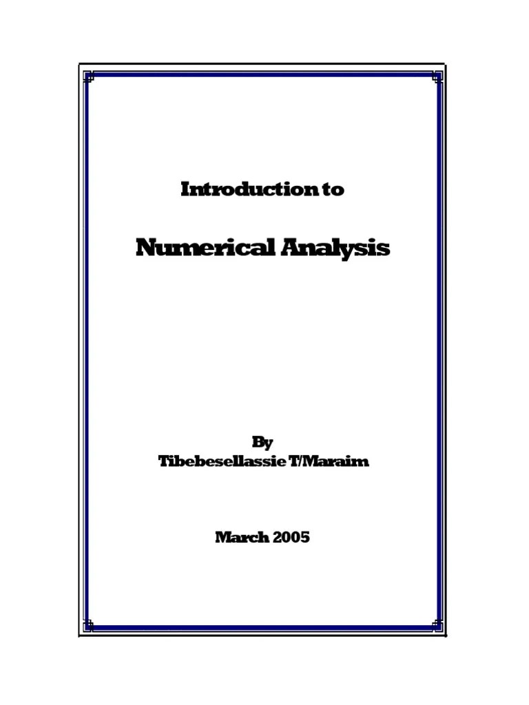 Intorduction To Numerical Analysis PDF Numerical Analysis Rounding