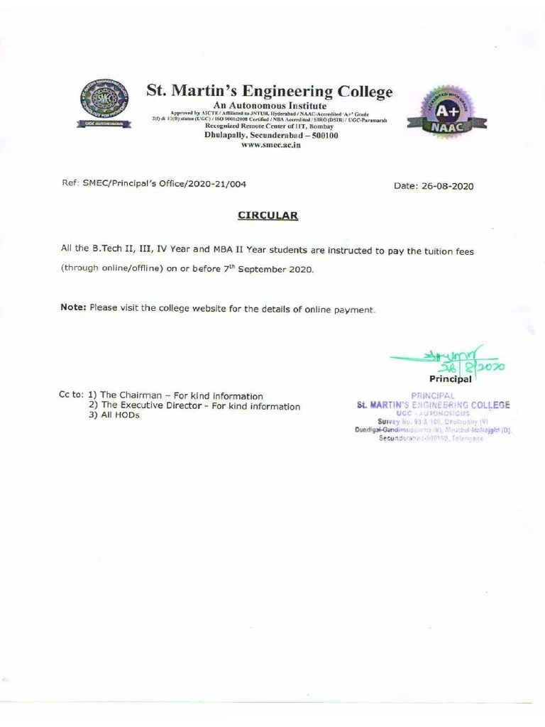 Circular Tuition Fees PDF