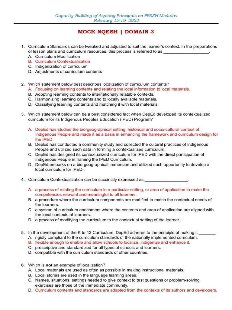 Answer Key - Domain 3 | PDF | Educational Assessment | Learning