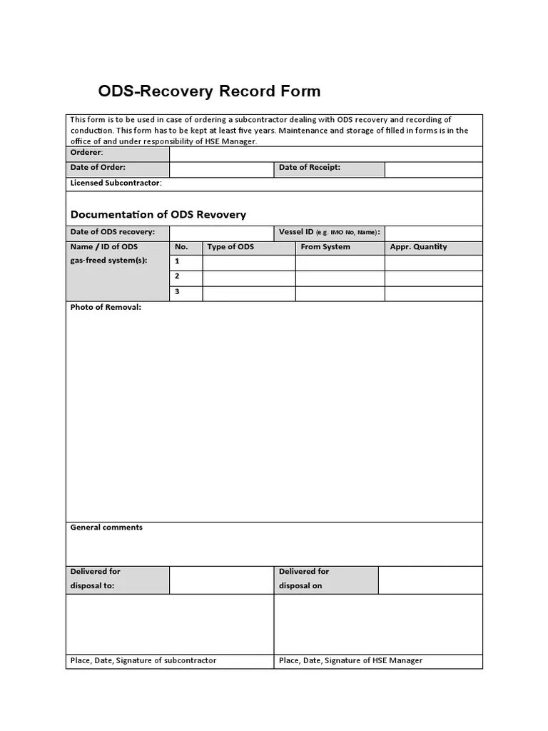 General ODS Recovery Form v2 PDF