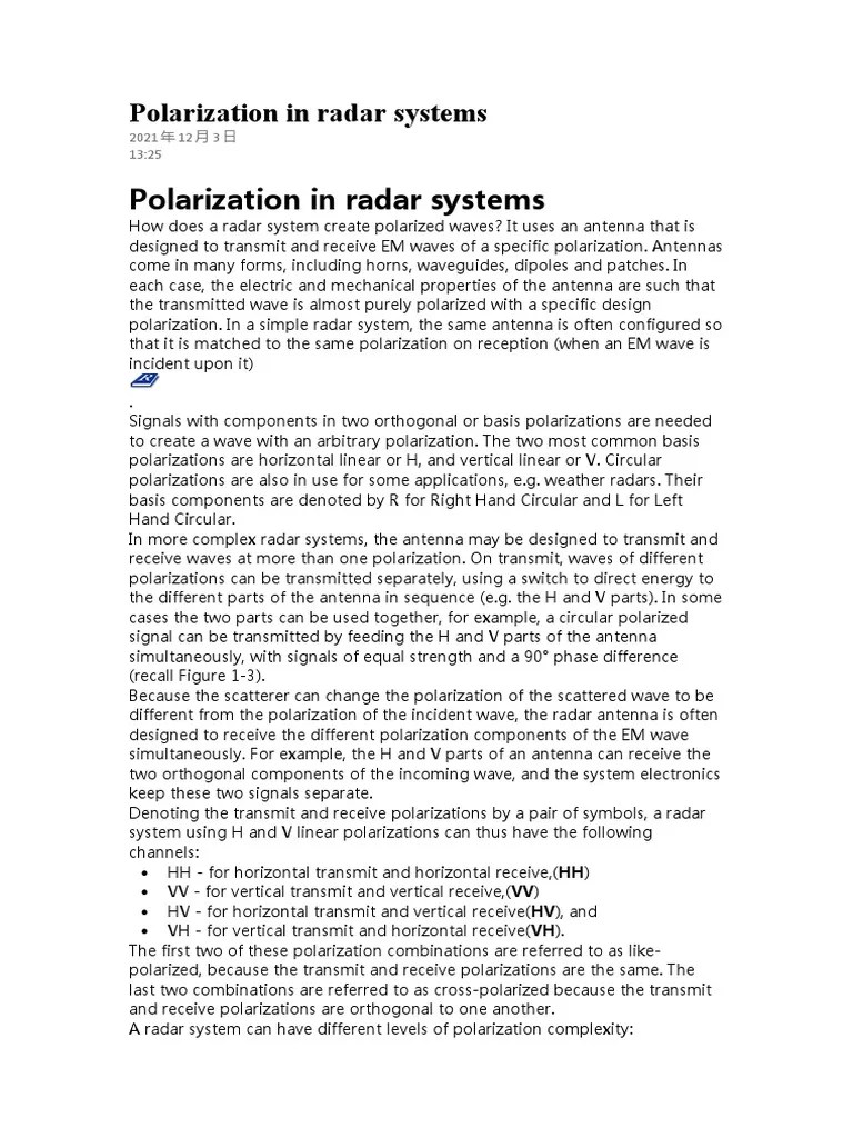 Polarization in Radar Systems PDF