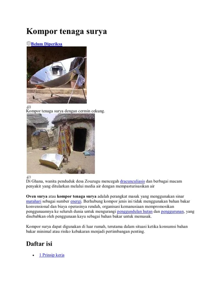 Kompor Tenaga Surya | PDF