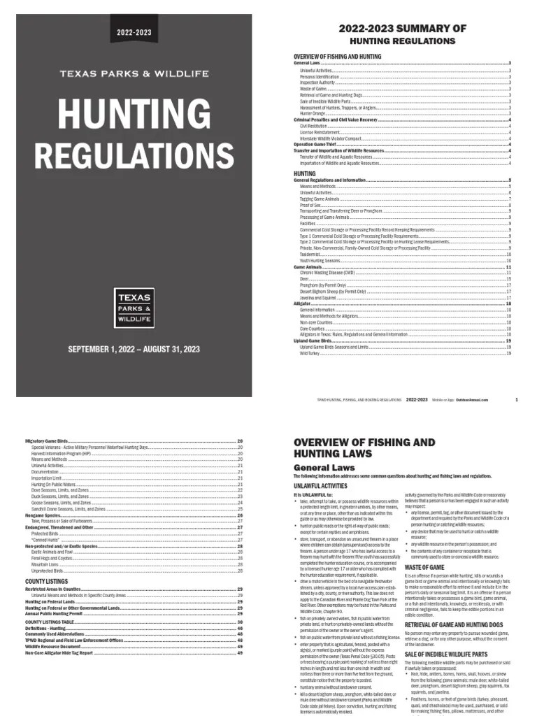 Texas Hunting Regulations 2022 2023 PDF