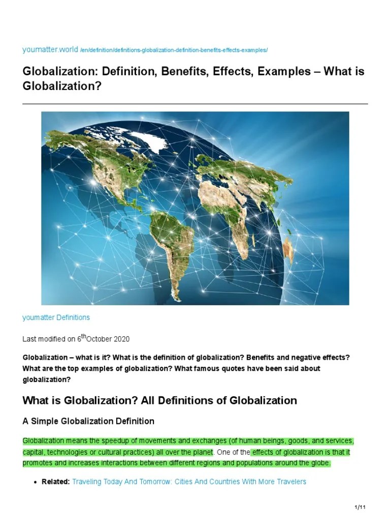 Globalization Definition Benefits Effects Examples What Is