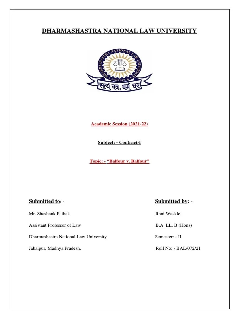 Balfour V Balfour 1919, 2 KB 571 PDF Intention Consideration