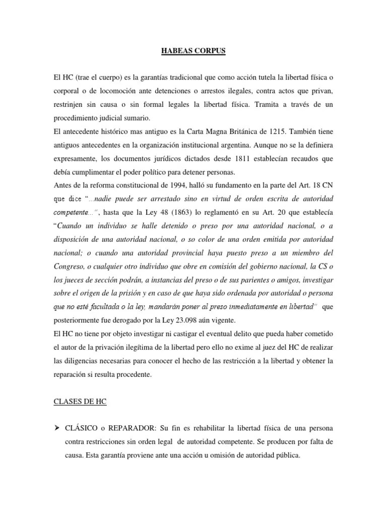 Habeas Corpus PDF Habeas corpus Gobierno