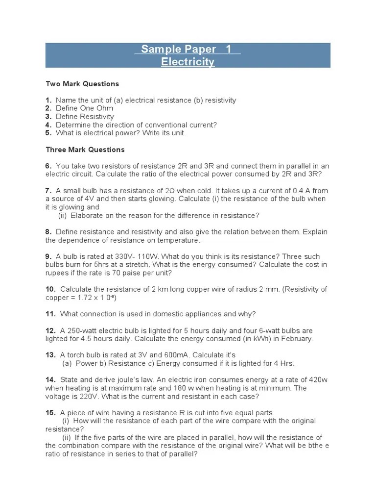 Sample Paper 1 Class 10 Science PDF