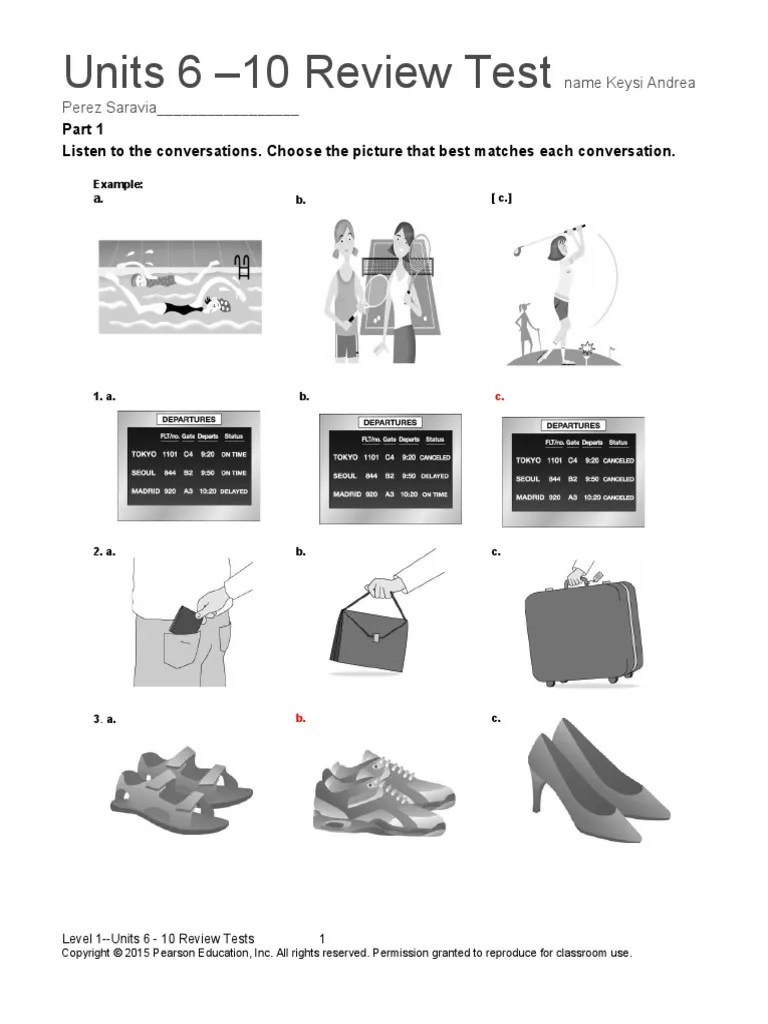 Top Notch 1 Units 610 Assessment PDF