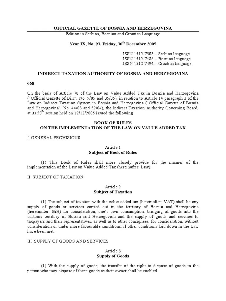Books of Rules On The Implementation of The Law On VAT 9305 PDF