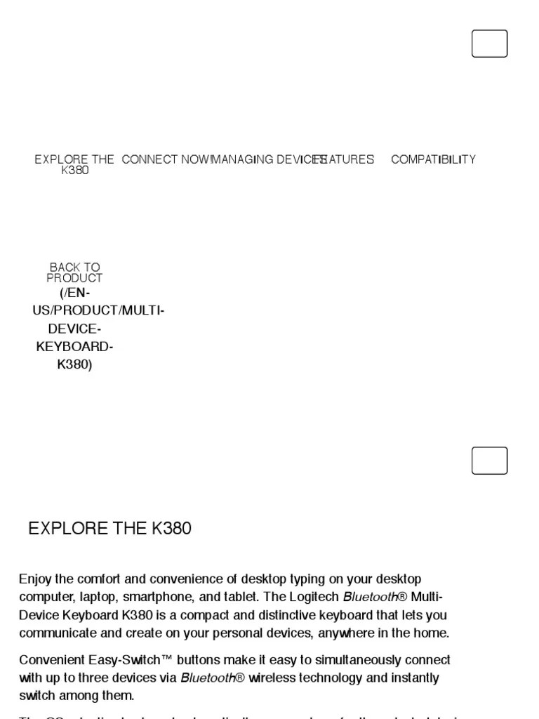 Logitech Bluetooth® Multi-Device Keyboard K380 Setup Guide | PDF